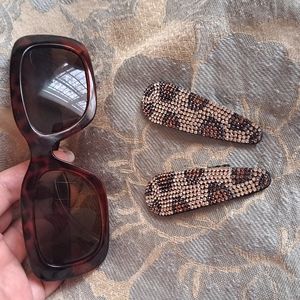 Pretty Leopard Sunglasses with Leopard Hairpin